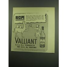 1949 Valliant Vermouth Ad - cartoon by Sam Cobean - Recipe