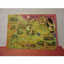 MAP of the BRONTE COUNTRY, YORKSHIRE unused postcard by Bamforth #