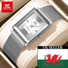Gents Silver Square Face Silver Stainless Steel Milanese Strap Watch BOXED