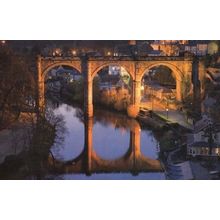 Knaresborough Reservoir Viaduct At Night Illuminations Yorkshire Postcard