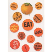 Winnie The Pooh Bears Chinese Orange Eat Smiley Badge Button Postcard