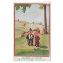 T Gilson Artist Signed Comic Postcard, The Tragedy Of The Unfit.