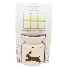 Rabbit Ceramic Oil Burner 12 CM with Wild Orchid Scented Wax Melts Boxed Gift