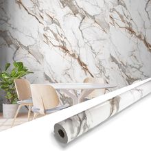 Marble Peel and Stick Waterproof Wall Paneling, 118" X 47" Calacatta Gold Glossy