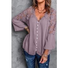 Purple Crochet Lace Button Top