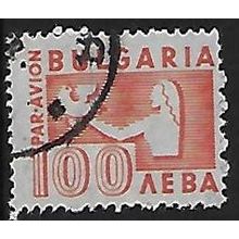 Mi 545: 100 L. vermilion Airmail Definitive Stamp: Woman Holding a Bird.