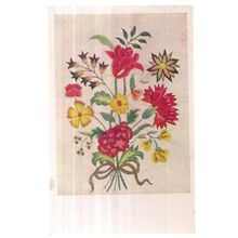 EMBROIDERED CURTAIN. Eng. c. 1800 unused postcard Victoria & Albert Museum =