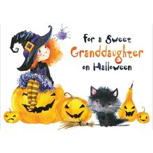For A Sweet Granddaughter On Halloween - Halloween Greeting Card - 25200
