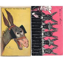 Donkeys We Are Seven Maud 2x Incl REAL Moving Rotating Old Comic Postcard s