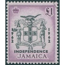 Jamaica 1962 £1 black & purple Independence SG192 CTO