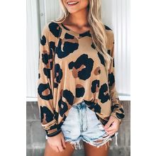Leopard Print Long Sleeve Loose Top