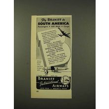 1948 Braniff Airways Ad - Fly to South America