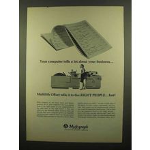 1965 Multigraph Multilith Offset Ad - Computer Tells
