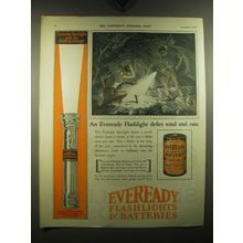 1922 Eveready Flashlights & Batteries Ad - An Eveready Flashlight defies wind