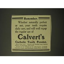 1909 Calvert's Carbolic Tooth Powder Ad - Remember