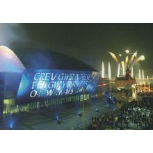 Wales Millenium Centre At Night Fireworks Display Welsh Postcard