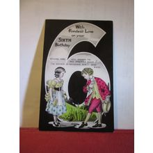 YOUR SIXTH BIRTHDAY used vintage postcard RP by Wildt & Kray 1934 pm =