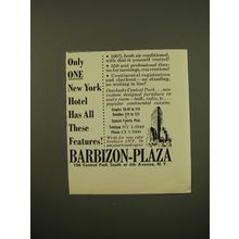 1961 Barbizon-Plaza hotel Ad - Only one New York Hotel has all these features