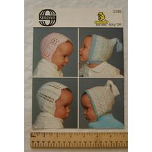 Vintage: Sirdar 3315 Baby's bonnets, DK & 4 ply