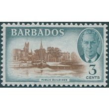 Barbados 1950 3c. reddish brown & blue-green SG273 unused