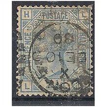 1880 SG142 2 1/2d Blue Plate 20 Good Used Check Letters "LH".