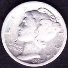 1925 D USA 10 Cents Silver Coin Mercury