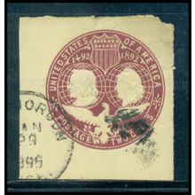 Used U349 2c Columbus and Liberty Fine Cut Square TIII WA2907
