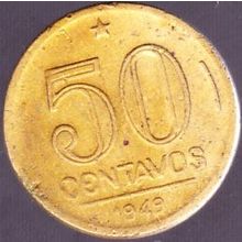 1949 Brazil 50 Centavos Coin