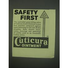 1940 Cuticura Ointment Ad - Safety First