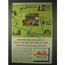 1957 Avis Rent-A-Car Ad - Goes Home By Itself