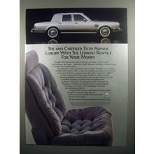 1985 Chrysler Fifth Avenue Ad - Utmost Respect