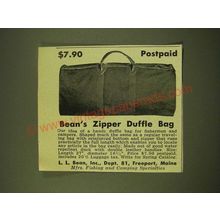 1949 L.L. Bean Zipper Duffle Bag Ad - $7.90 Postpaid Bean's Zipper Duffle Bag