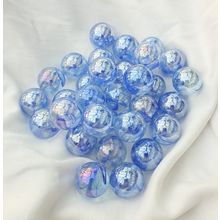 VAPOUR - 12 Beautiful Glass Marbles, Clear with Blue and White Swirl, 22mm, New