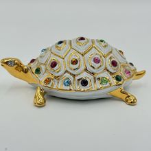 Capodimonte Italy Turtle Figurine w/ Swarovski Crystals Polaris Porcupine 2”x 4