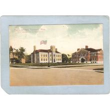 MN Fairmont Postcard Public Schools Street Scene w/Large Flag On Building ~171