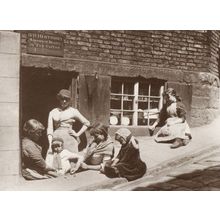 Whitby Grocers with Children Playing Ball & Stone Street Game Yorkshire Postcard
