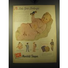 1948 Hanes Merrichild Sleepers Ad - A little girl's birthright