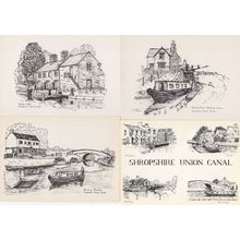 Shropshire Union Canal 4x Artist Drawing Postcard s