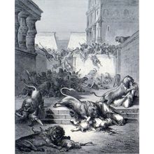 STRANGE NATIONS SLAIN BY THE LIONS OF SAMARIA 1885 Gustave Doré ENGRAVING