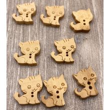 17mm Cat Buttons Natural Wood 2 Hole Baby Cardigan Knitting Sewing Crafts Diy