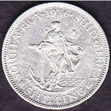 1936 South Africa 1 Shilling Silver Coin