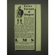 1930 LMS Railway Ad - Enter Europe at Glasgow