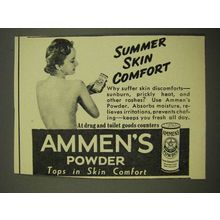 1939 Ammen's Powder Ad - Summer Skin Comfort
