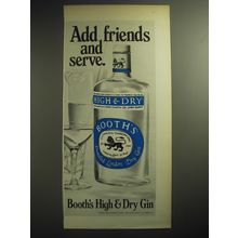 1974 Booth's High & Dry Gin Ad - Add friends and serve