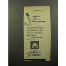 1956 MIT Research & Development Lincoln Laboratory Ad - Physicists Engineers