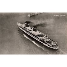 AK Le Havre The United States Ship Seen by Airplane Old RPC Postcard