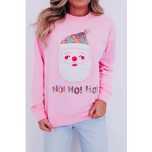 Pink HO HO HO Sequined Santa Claus Sweatshirt