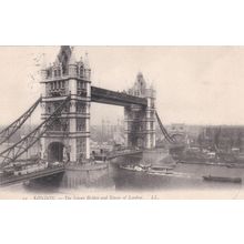 EC920 LONDON -TOWER BRIDGE @ TOWER OF LONDON LL PRINTED POSTCARD
