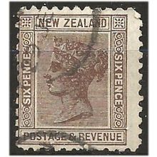 New Zealand 1897 SG243a 6d Black-Brown Perf 11 Good/Fine Used . .. .