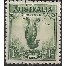 Australia 1932 SG140 1/- Green Fabulous Lyre Bird Very Fine Used ..